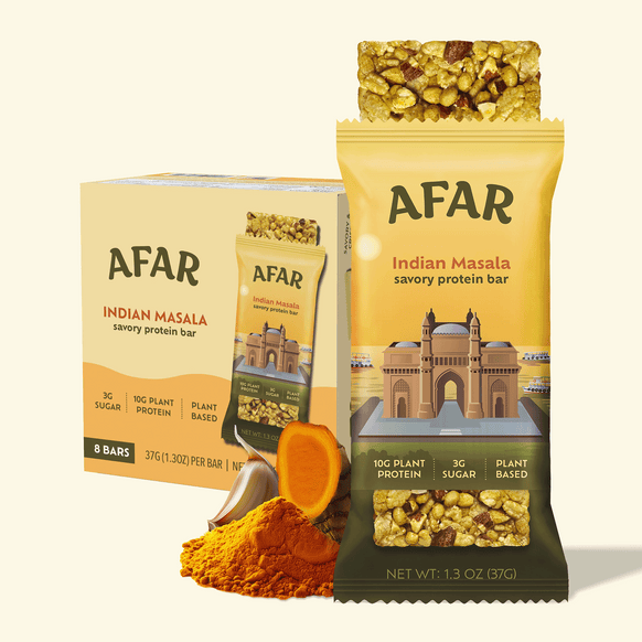 Afar Indian Masala bar with ingredients and box