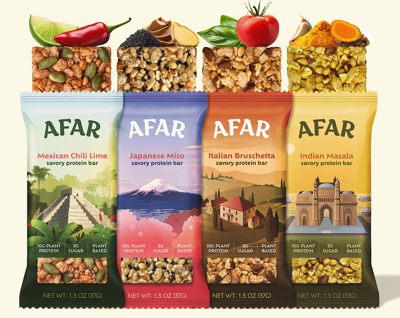 Afar Savory Protein Bar, Jetsetter Variety Pack